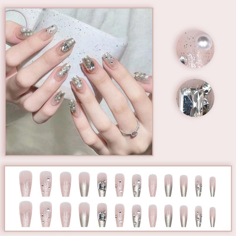 

24 шт. накладных ногтей с розовым градиентом, глянцевые искусственные ногти для маникюра на пальцах, многоразовые накладные ногти