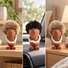 NordicThemed Wooden Figurine Nordic with Faux Fleece Hair Compact Tabletop Display
