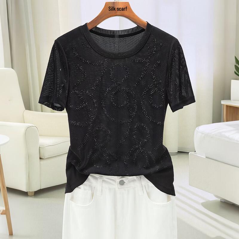 Sibai She Women's Rhinestone Slim Fit T-Shirt