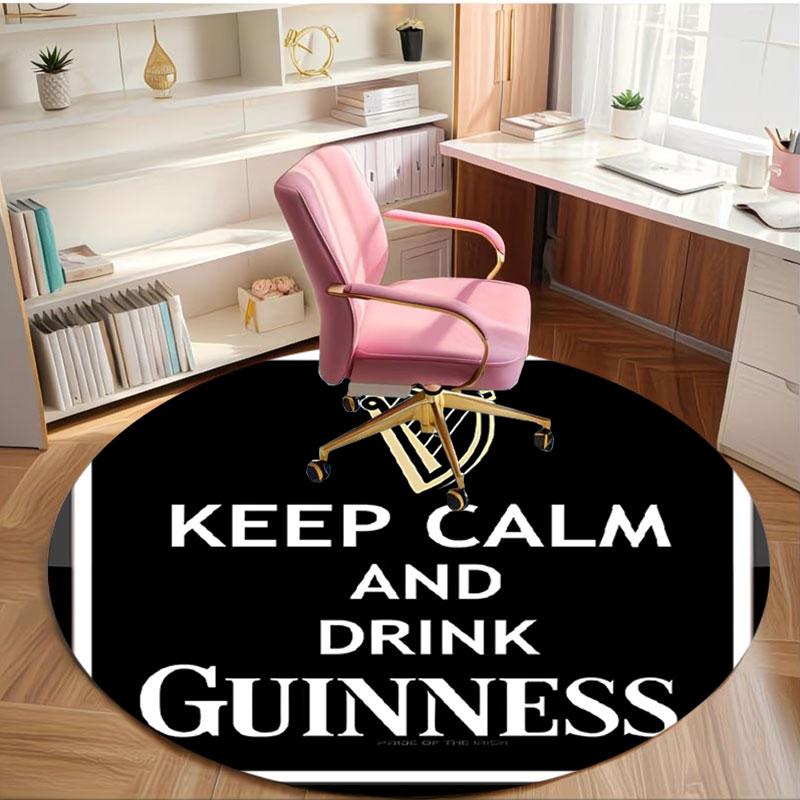 Guinness Draught Print Round Rug, Washable Floor Carpet, For Entryway Dorm Laundry Room Office Study, Home Decor Birthday Christmas Gift
