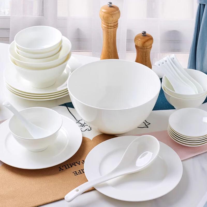 Haoya 40-Piece Pure White Bone China Dinnerware Set