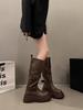 Small Over-the-Knee Height-Increasing Retro Boots with Buckle, Versatile for Autumn, In Stock