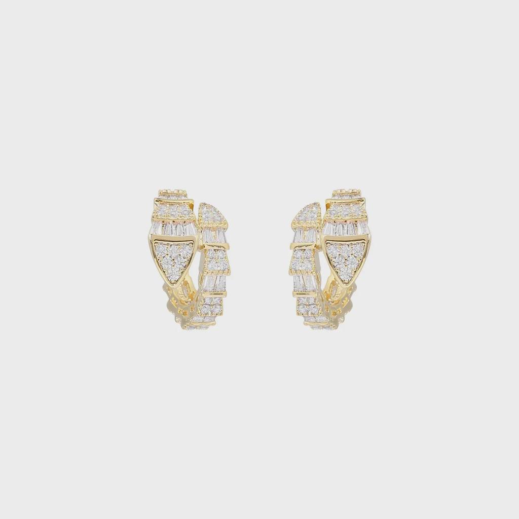 Elegant Snake Bone Style Zircon Earrings with S925 Silver Needle - High-End Luxury Design for Women