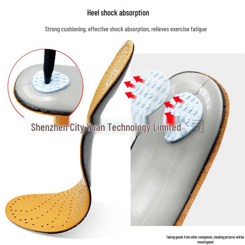 Cowhide Leather Arch Support & Metatarsal Massage Insole for Flat Feet - Unisex Casual Full-Length Pad