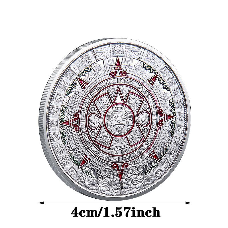 Moneta Souvenir Messico Calendario Maya Azteco Arte Profezia Cultura Monete d'Oro Collezionismo