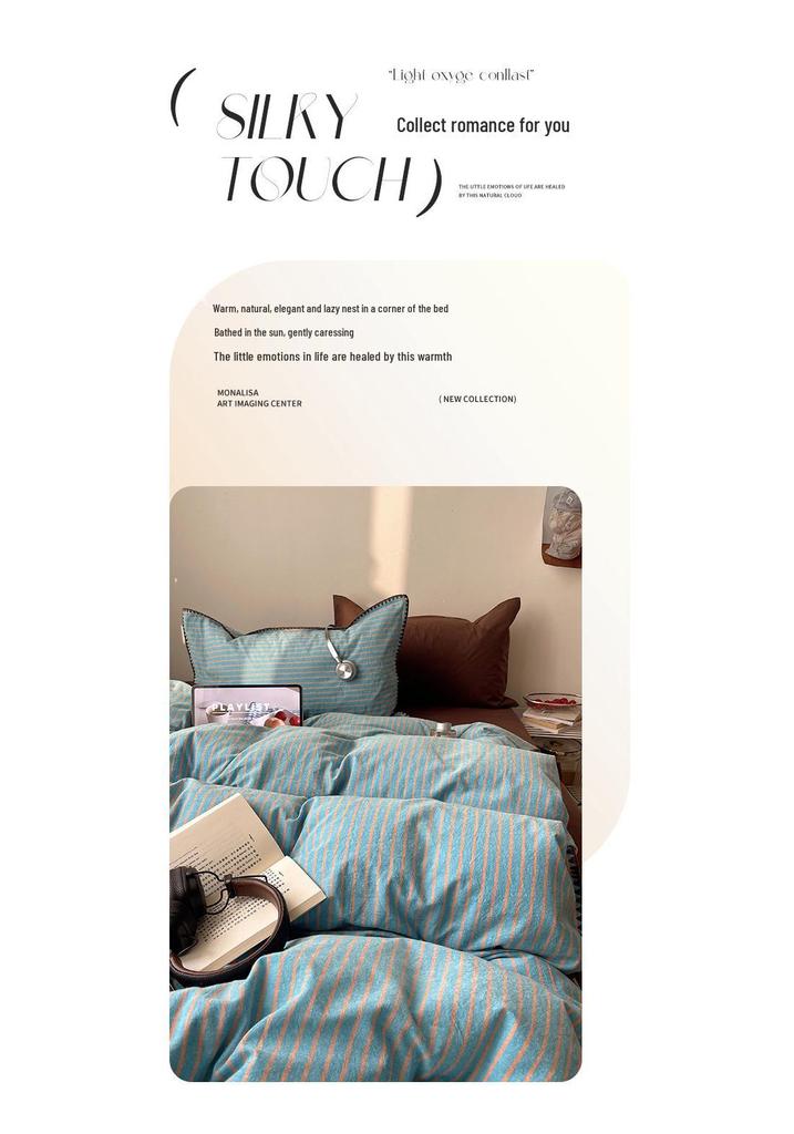 Premium Washed Cotton Bedding Set - 2026 Edition, Luxurious All-Season Four-Piece with Shell Edge Design