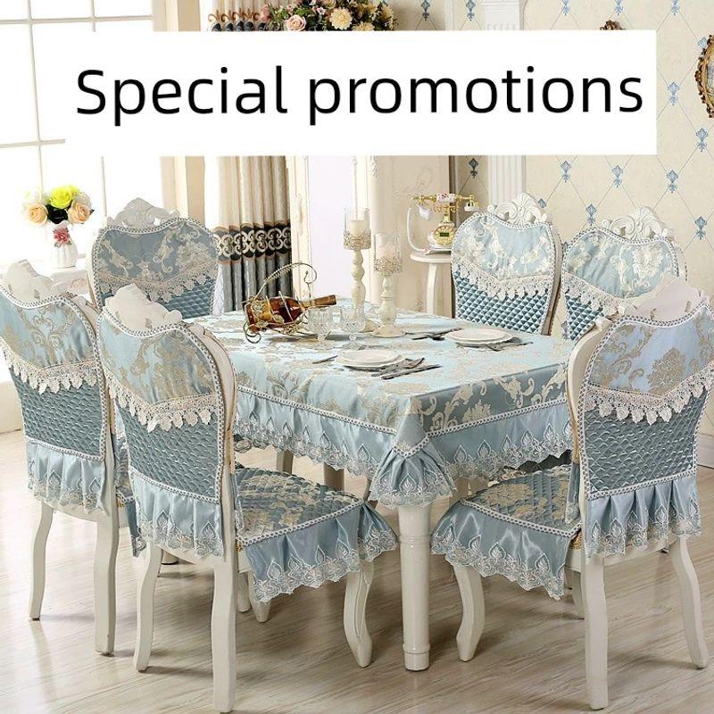 

Комплект подушек для европейского обеденного стула Современные простые нескользящие чехлы для стульев для обеденного стола для дома Чехол для обеденного стула Ткань для скатерти для кофейного столика European-style relief Blue 130*180cm tablecloth