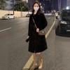 Black Horn Button Woolen Coat Female Short Fall/Winter New Hepburn Woolen Coat Long Section