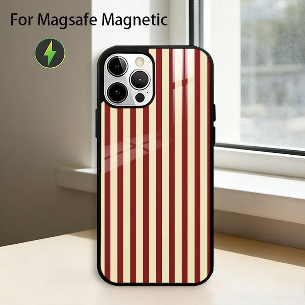 

Бордовый Белый Чехол для Телефона с S-Полосой Для iPhone17,16,15,14,13,12,11 Plus,Pro Магнитный Для Magsafe Беспроводной Зарядки iphone16e