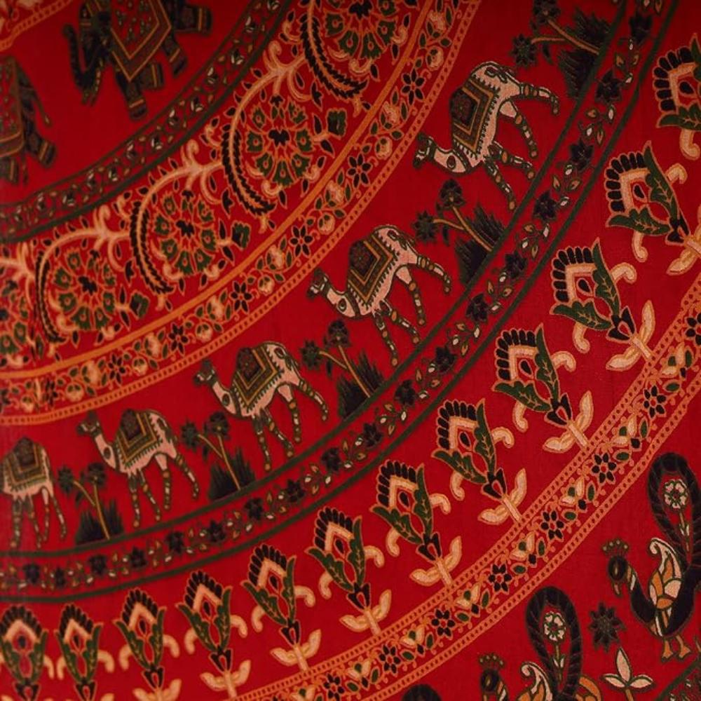 Bless International Beautiful Indian Bohemian Psychedelic Hippie Tree of Life Window Curtain Panels for Bedroom, Living(Red Elephant Mandala)
