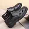 Foreign Trade Large Size 46 Size 47 Leather Sandals Men's Dad Shoes Cowhide Leather Soft Sole Summer Hollow Hole Shoes
