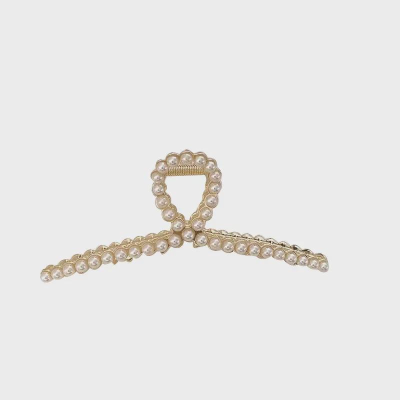 Korean Extra-Large Metal Pearl Shark Hair Clip