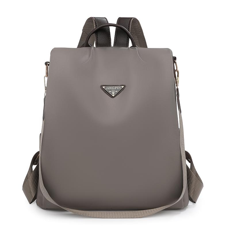 Nylon Tyverisikker Ryggsekk Dame Ensfarget Utendørs Reiseveske Multifunksjonell Skulderveske