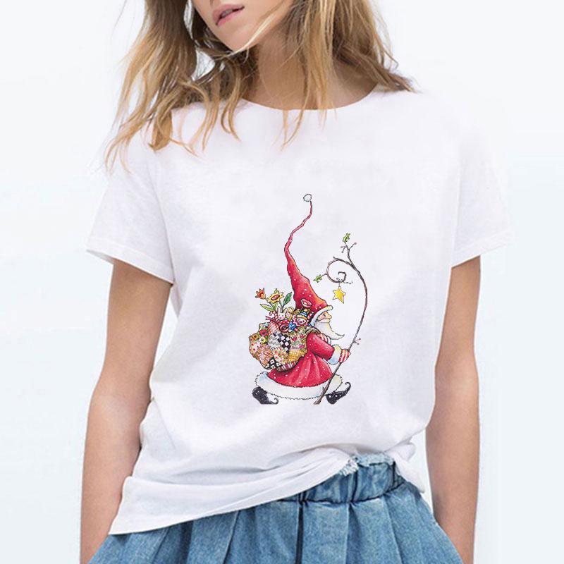 Kpop Clothes Woman Tshirt Christmas Print Female T Shirt Harajuku Funny Streetwear Casual Short Sleeve