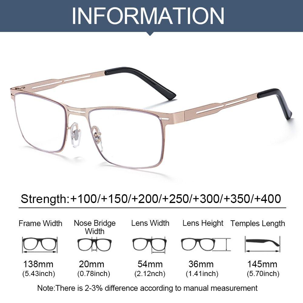 Stainless Steel Men Business Reading Glasses for Reader Women Unisex Presbyopia Optical Eyeglasses +1.0 1.5 2.0 2.5 3.0 3.5 4.0