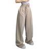 Women Long Pants Straight Wide Leg High Waist Pants Solid Color Casual OL Style Wide-Leg Suit Trousers Daily Wear