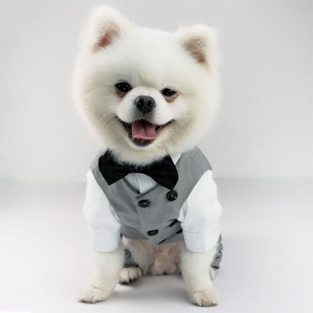 Washable Pet Formal Shirt Creative Puppy Costume Stylish Dog Wedding Suit  Cat