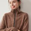 2025 Retro Cashmere Lapel Cardigan: Chunky Knit Short Zipper Sweater for Autumn/Winter
