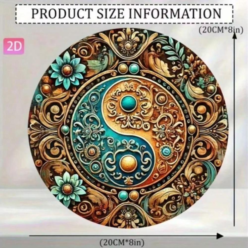 Vintage Metal Wall Art Sign Yin Yang Mandala Home Decor for Garden Living Room Bar