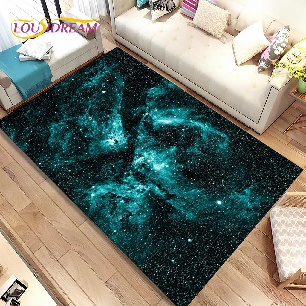 Galaxy Universe Space Stars Area Rug,Carpet Rug for Home Living Room Bedroom Sofa Doormat Decor,Kids Play Non-slip Floor Mat HD