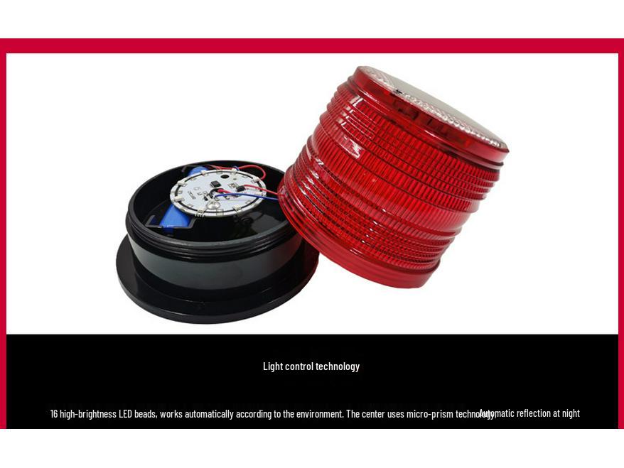 LED Solar Traffic Barrier Warning Light with Magnetic Red/Blue Flashing for Road Construction and Administration.