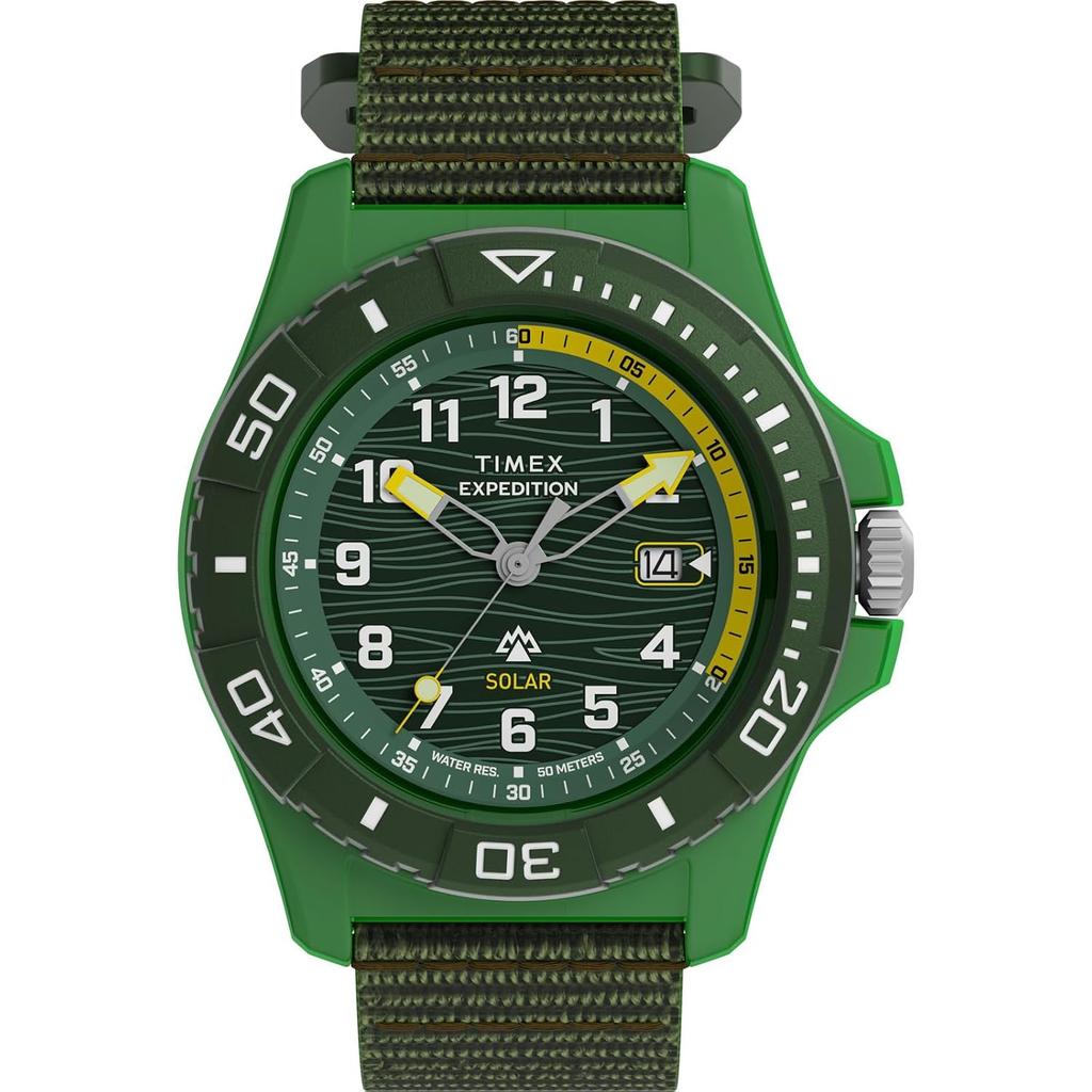 TIMEX Expedition Freedive Solar Uhr Batterie 5 ATM Wasserdichtigkeit Mineralglas Grünes Zifferblatt TW2Y61400 Herren