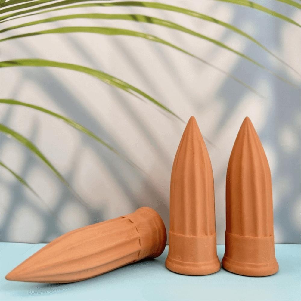 4PCS Automatic Terracotta Self Watering Spikes Effort-saving Uniform Seepage Potted Plant Self-Watering Stakes Handmade
