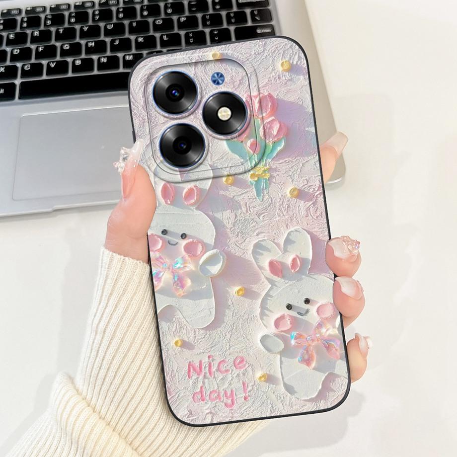 For Tecno Spark Go 2024 Case Tecno Spark 20c 20 Pop 8 Funda Aesthetic Cartoon Panda Rabbit Camera Protection Matte Soft Cover