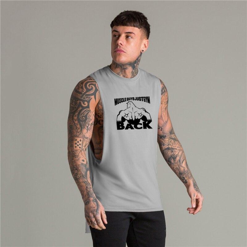 Muscleguys Summer Personalized Printed Loose Workout Fitness Tank Top Comfortable Cotton Sleeveless T-shirt Hot Stamping Gym Clothing