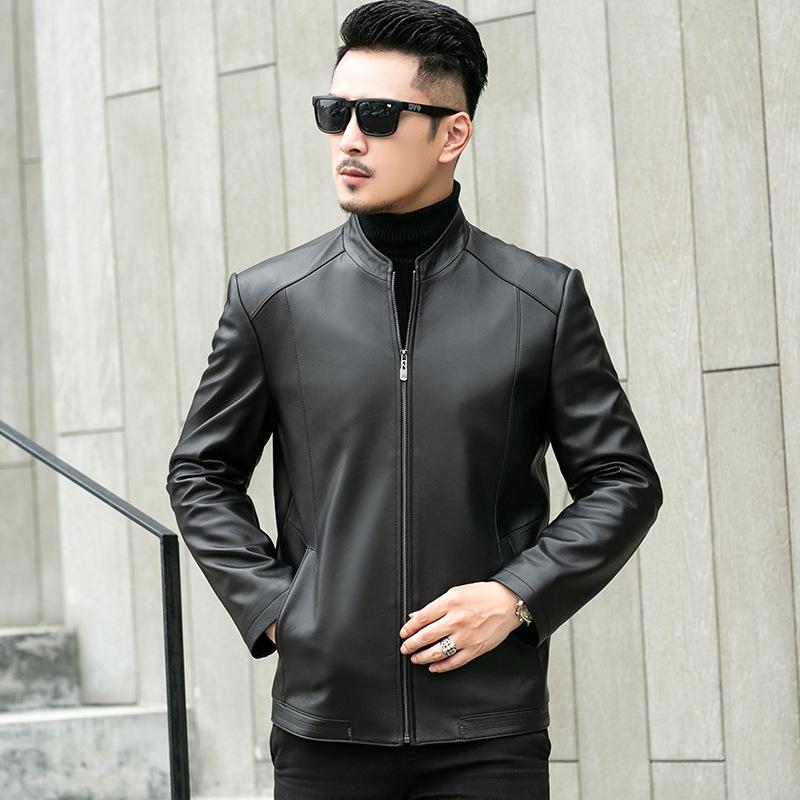 

Весна и осень Новая мужская куртка из натуральной овчины Мужская тонкая кожаная куртка с лацканами 195