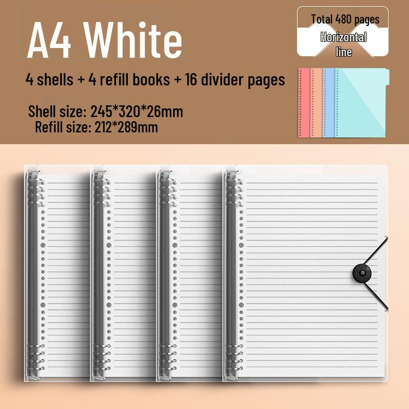 Comfortable B5 Loose-Leaf Notebook: Lined, Removable Binder, Simple Ins Style, Aesthetic Design, Ideal for Exams and High School Students.