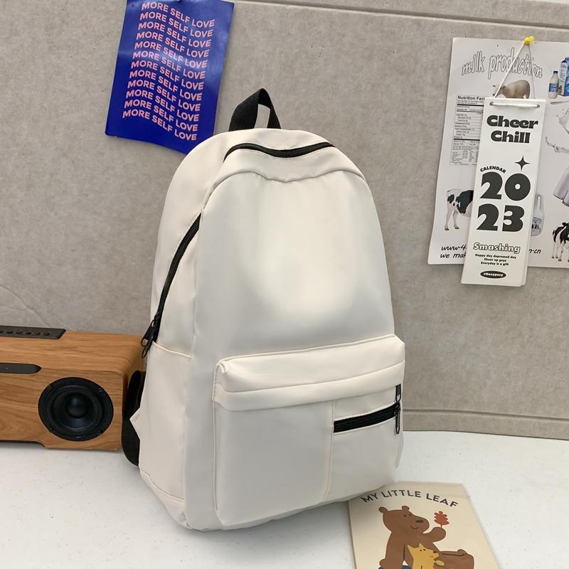 

Простой однотонный повседневный рюкзак, легкая универсальная сумка для ученика старшей школы, универсальные однотонные рюкзаки для прогулок бежевый