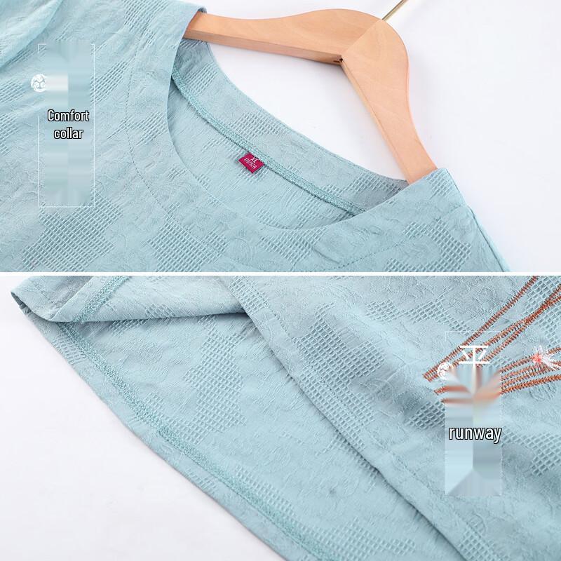 Great Tang Lady Women's Breathable Stand Collar Summer Shirt Set