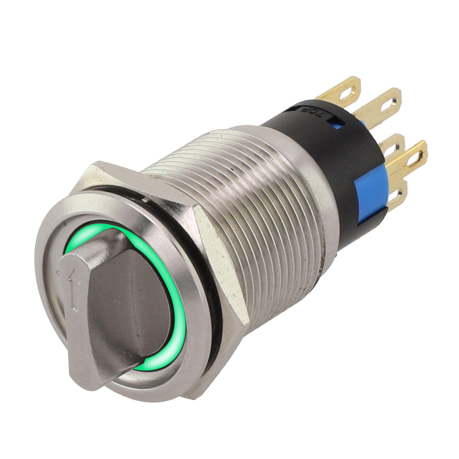 

2NO2NC Switch Latching Push Button Low Light Conditions Electrical Life 100,000 Cycles LED Indicator For Industry Equipment зелений