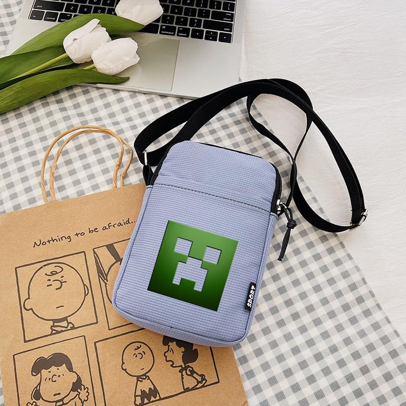 Printing Minecraft Pattern Canvas Single Shoulder Crossbody Bag Gift Fashion