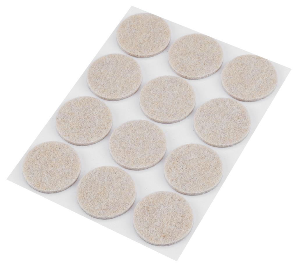 Podkładki filcowe okrągłe samoprzylepne, jasnobrązowe 28 mm, 12 szt.
