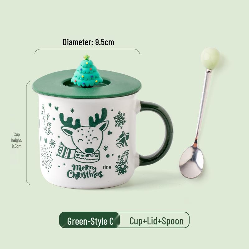 Personalized Christmas Ceramic Mug with Lid and Spoon - Creative Cartoon Design, Perfect for Halloween Gifts