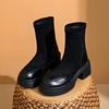 Martin boots women's 2025 autumn and winter new thin and heightened platform short boots thick heel elastic thin boots velvet women's shoes