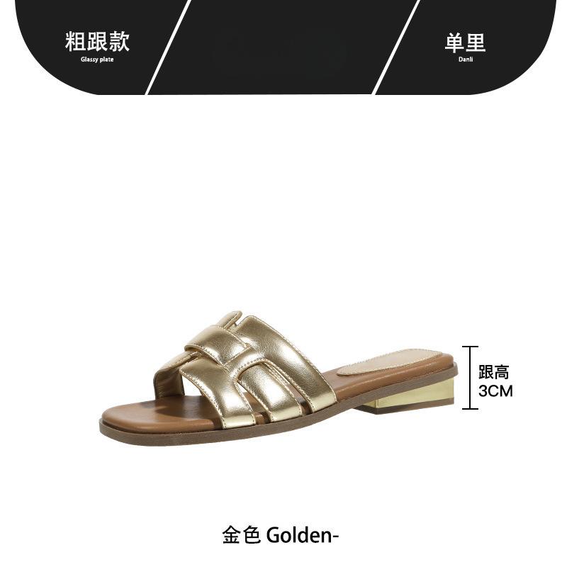 

French fashion slippers women s summer wear 2025 new fashion high sense beach shoes women s thick heel cool slippers 40