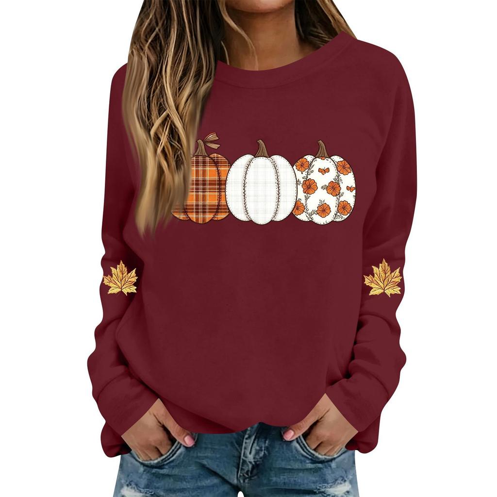 Women's Casual Long Sleeve Halloween Print Neck Top
