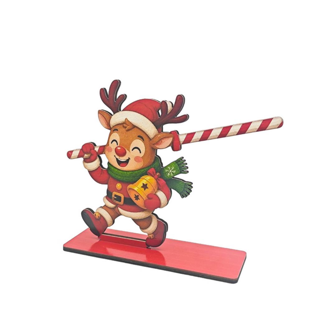 Wooden Christmas Tissue Box Holder with Snowman Santa and Design, Festive Tabletop Decoration