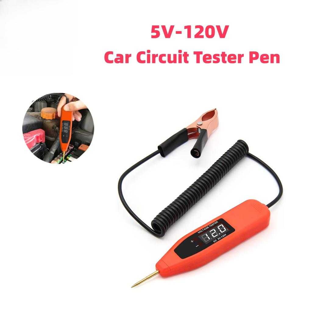 Car Circuit Tester Pen 5V 120V Automotive Circuit Voltage Tester with Display Positive Negative Pole Probe for Car Circuit Test