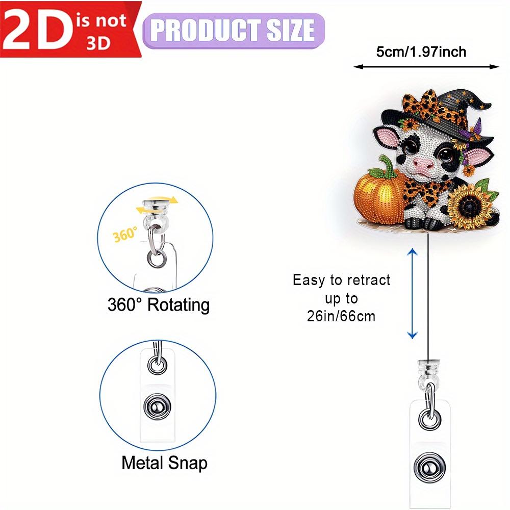 Cute Cow Badge Reel - Floral Bow Design, Scalable Clip for Nurses, Teachers, and Office Staff.