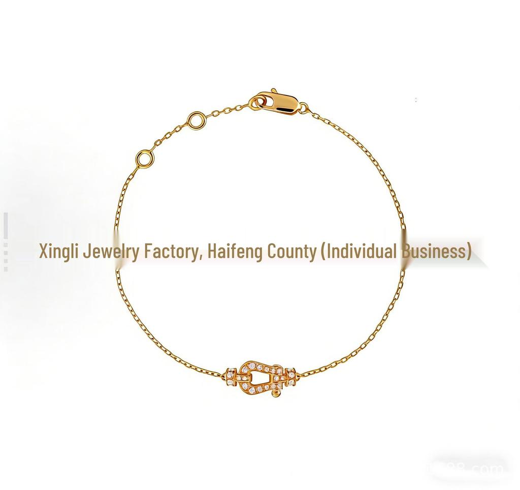 Fred Horseshoe Pendant Necklace In 18K Rose Gold, Full Diamond Clavicle Chain for Women