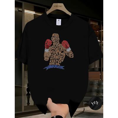 Taglie Europee T-shirt Sportiva Comoda, T-shirt Stampata a Colore Uniforme, T-shirt Sportiva Casual da Uomo, T-shirt con Stile Creativo