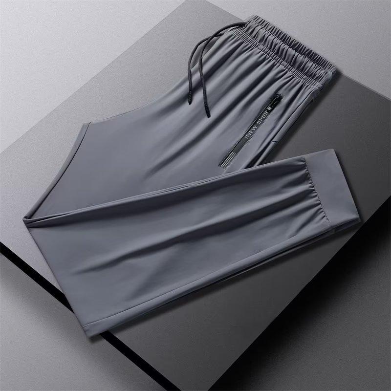 Ice Silk Casual Pants Men's Loose and Comfortable Drape Large Size Korean Version Summer High Elasticity Thin Corset Sports Trousers