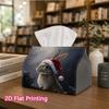 1pc, 2d Flat Printing, Tissue Box Winter Wonderland Rabbit Gift Pattern Printed Tissue Box, Suitable for Bathrooms, Living Rooms, Bedrooms, Dressing T