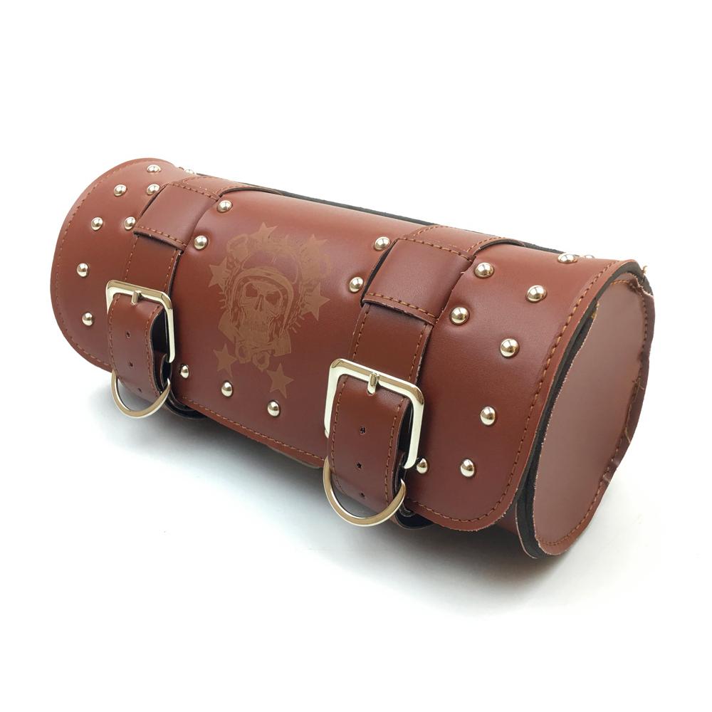 New Motorcycle Saddlebags PU Leather Front Fork Tail Tool Bag Luggage For Harley Chopper Bobber Cruiser Sportster XL 883