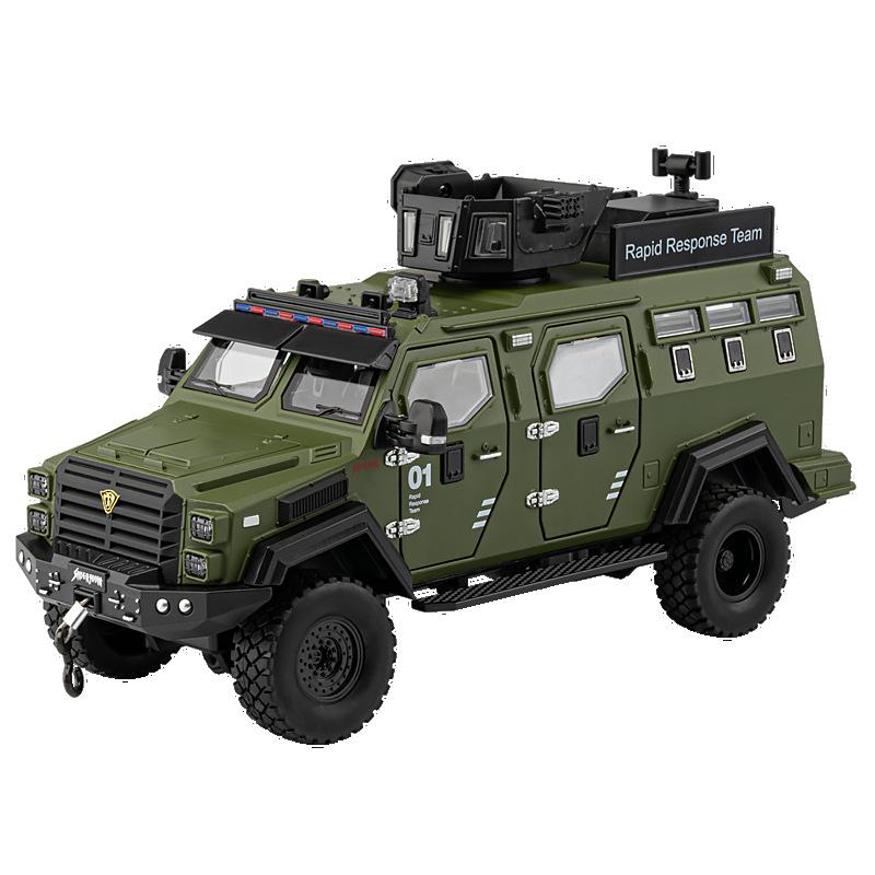 

1/24 Alloy Sword Toothed Tiger Explosion Proof Car Model Diecast Police Armored Off-road Vehicles Car Model Sound Light Toy Gift зелёный