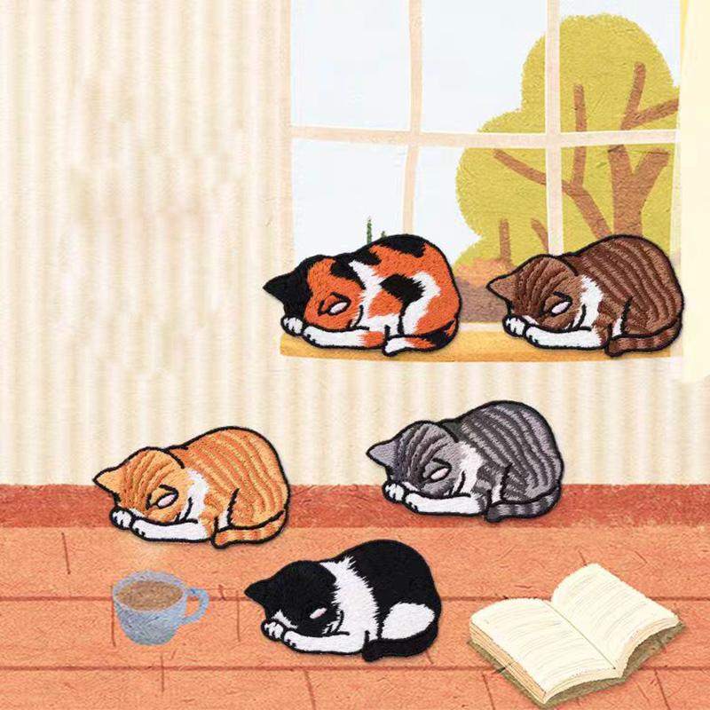 

6 шт./лот Разноцветные Мультяшные Милые Кошки Вышивка Нашивка Украшение для Одежды Аппликации Нашивки Ткань